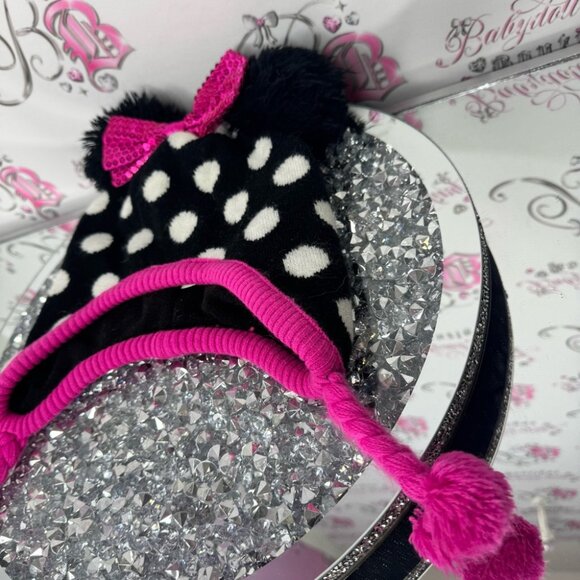 Disney hat touque bow ribbon 🎀 ears Minnie Mouse Polka Dot Hat Pink Accents - Picture 10 of 10